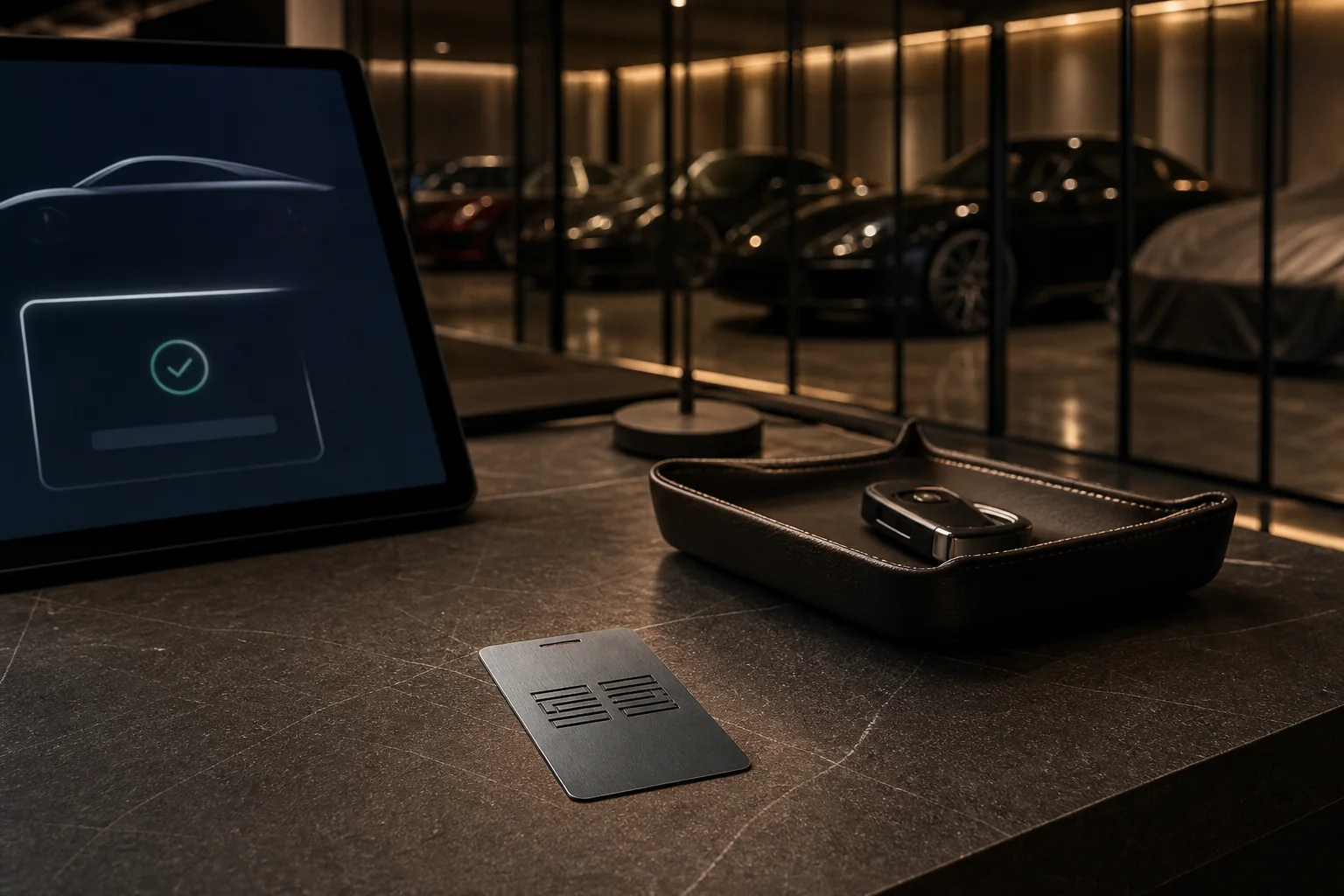 A membership card links storage clients to a vehicle-request concierge