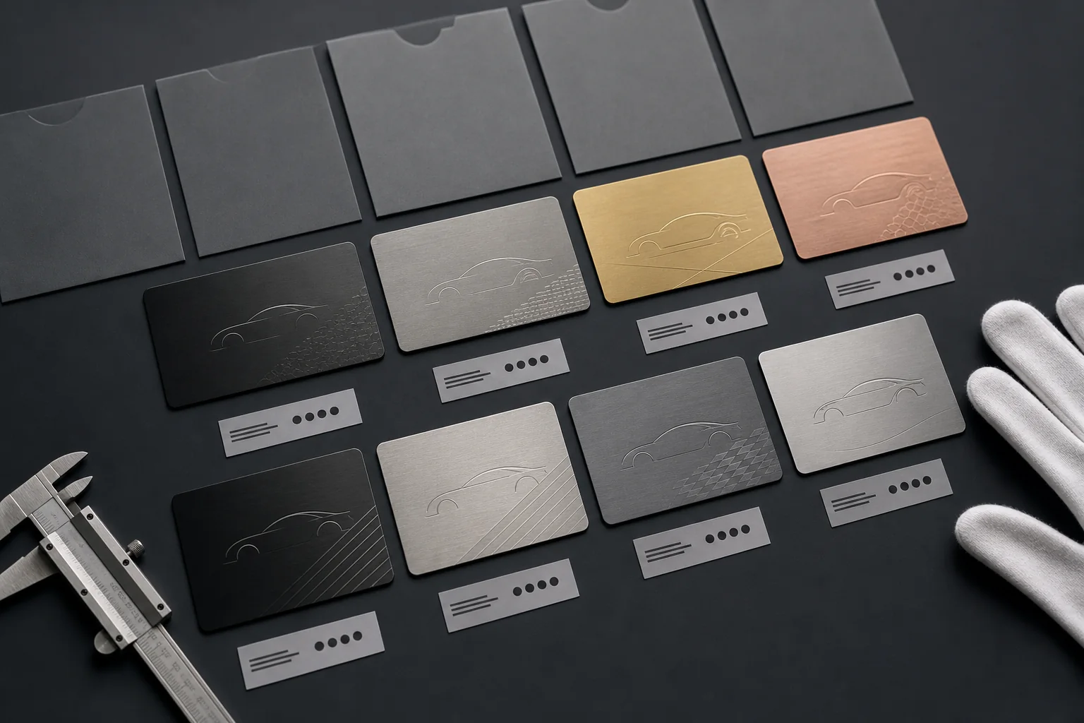 Personalized metal cards and sleeves reconciled during variable-data QC