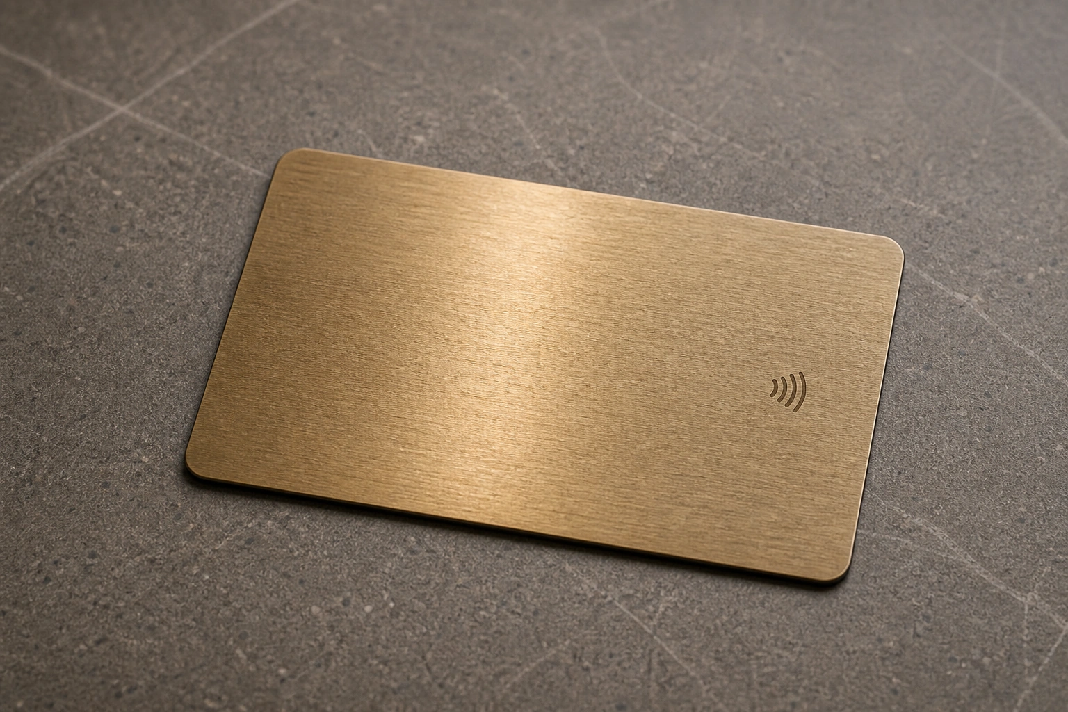 Natural brass plain card on white background