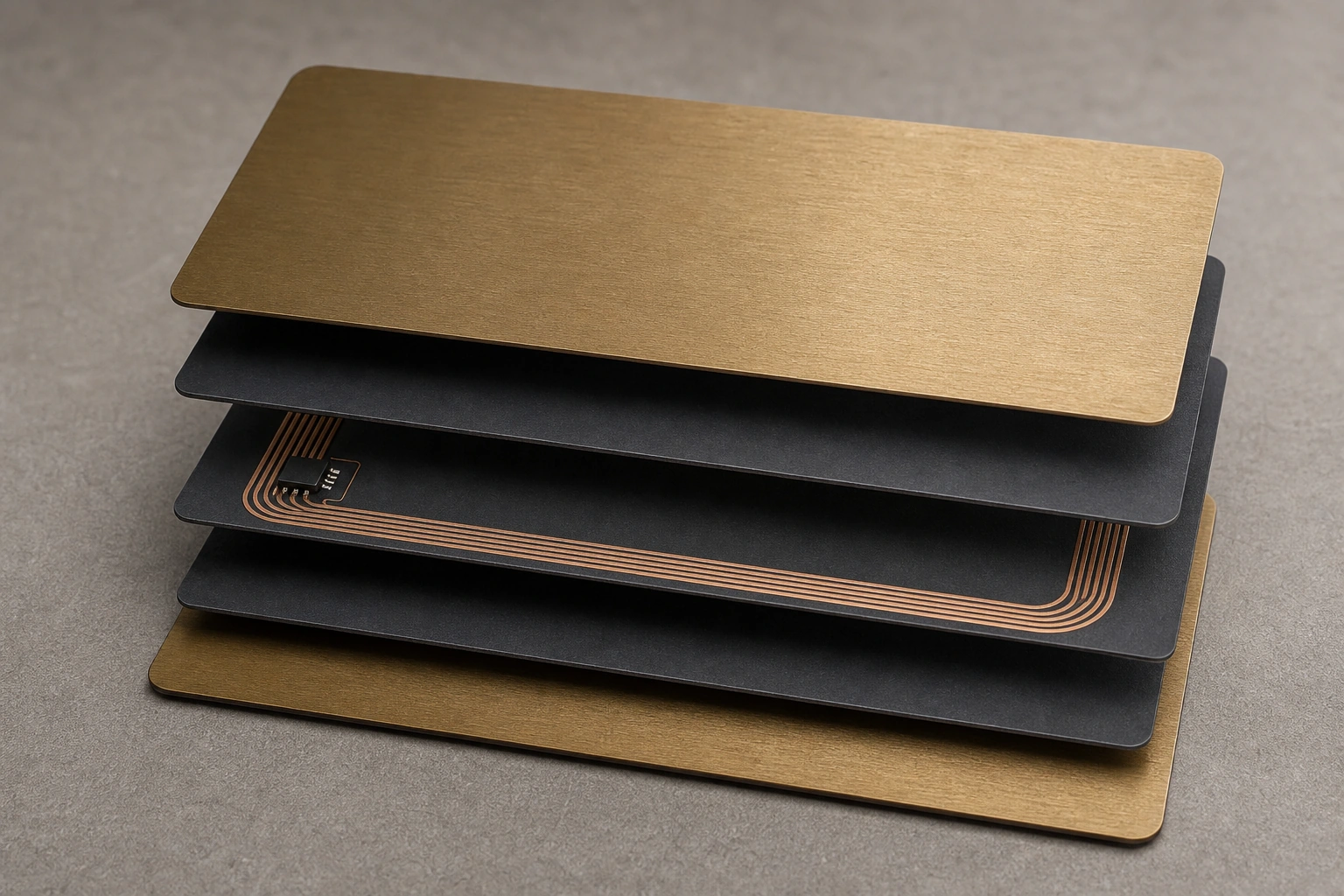 Natural brass RF construction layer stack