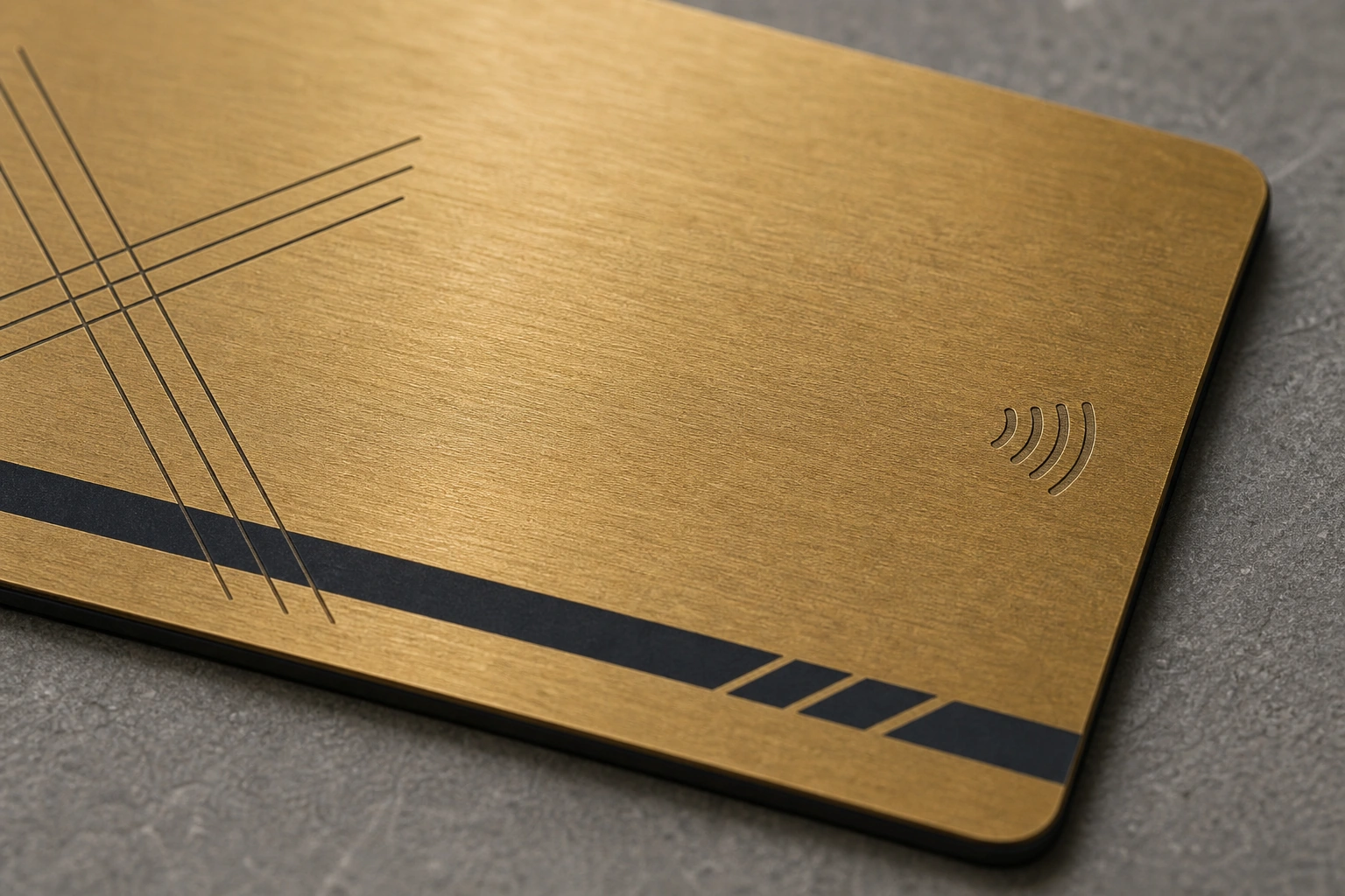 Natural brass surface macro with full-card inset