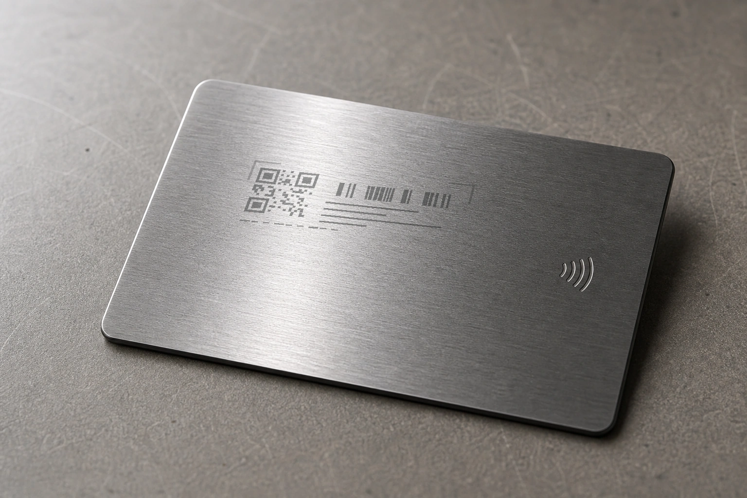 Brushed stainless back with QR barcode and serial zone