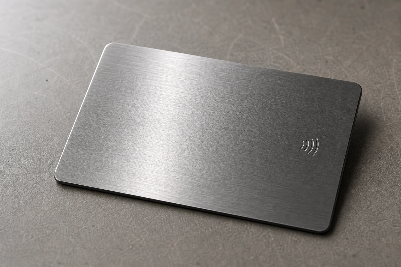 Brushed stainless plain card on white background