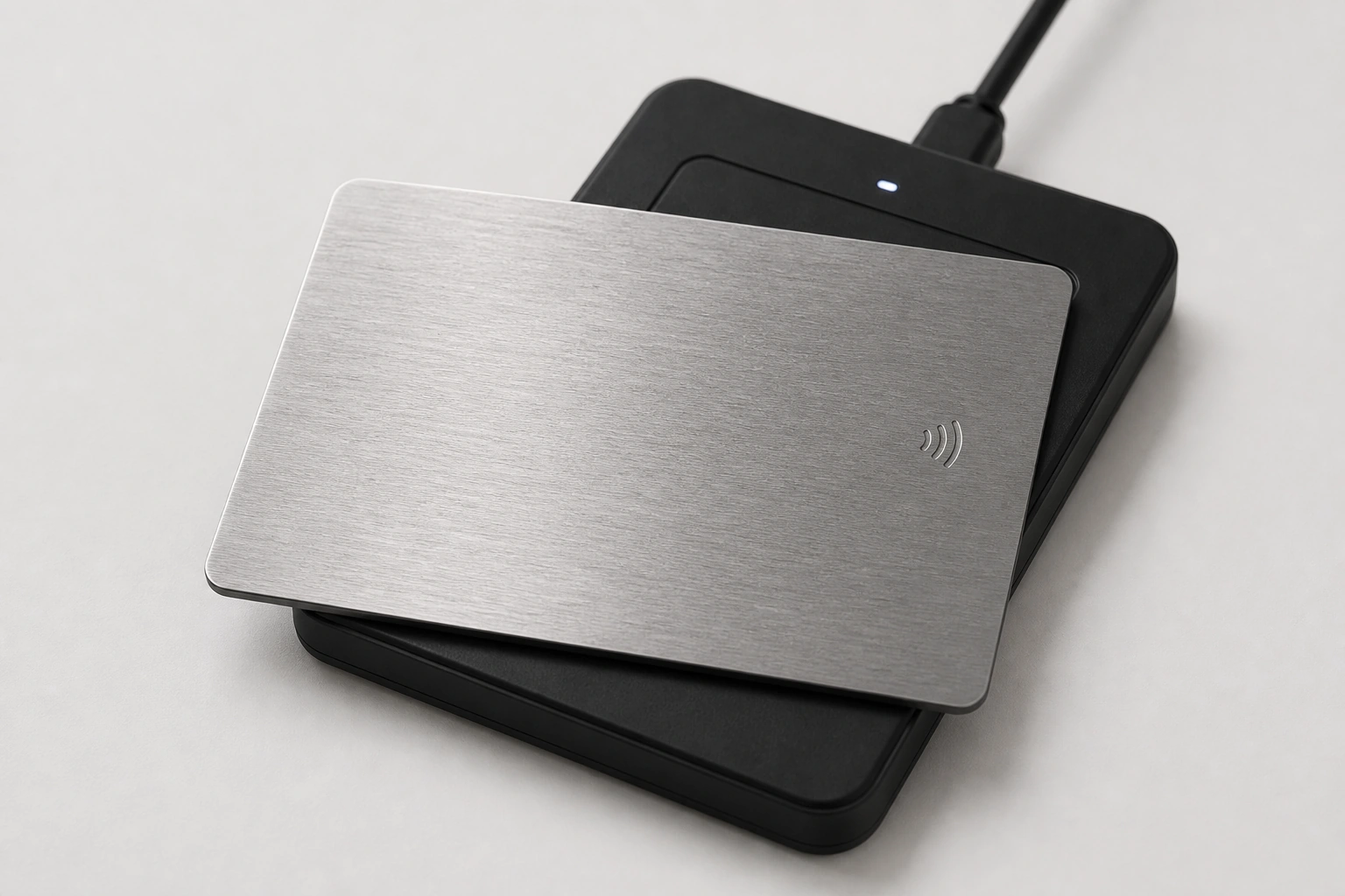 Brushed stainless card on RFID reader
