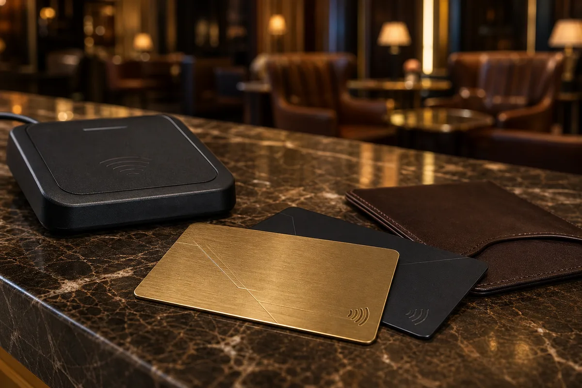 Premium metal card used in a private members club