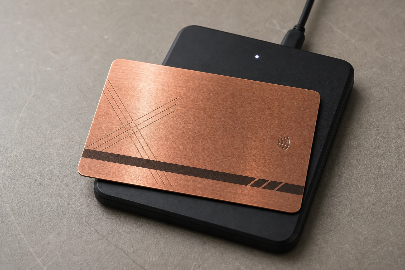 Copper card on RFID reader