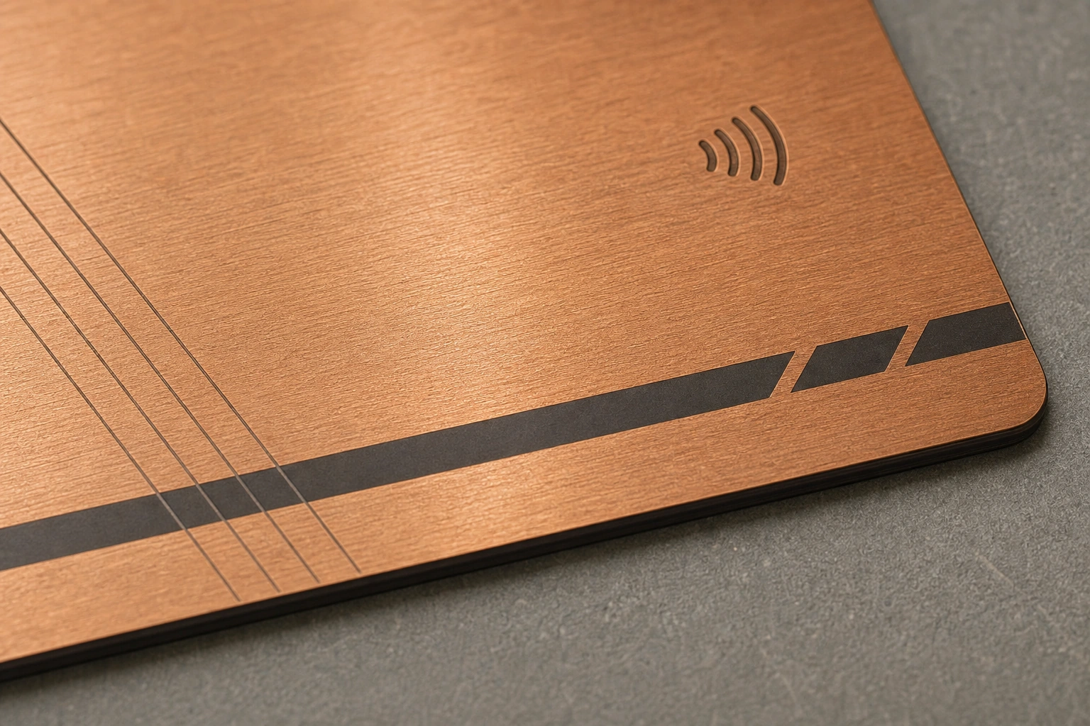 Copper surface macro with full-card inset