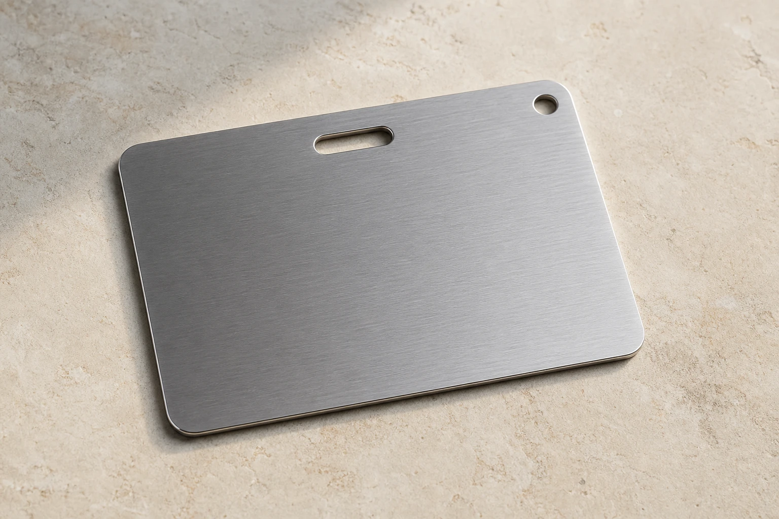 Unprinted brushed stainless custom metal RFID pass with slot and hole