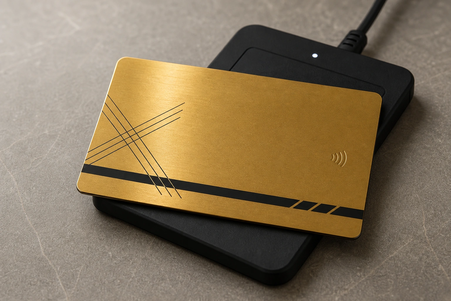 Gold plated / PVD card on RFID reader