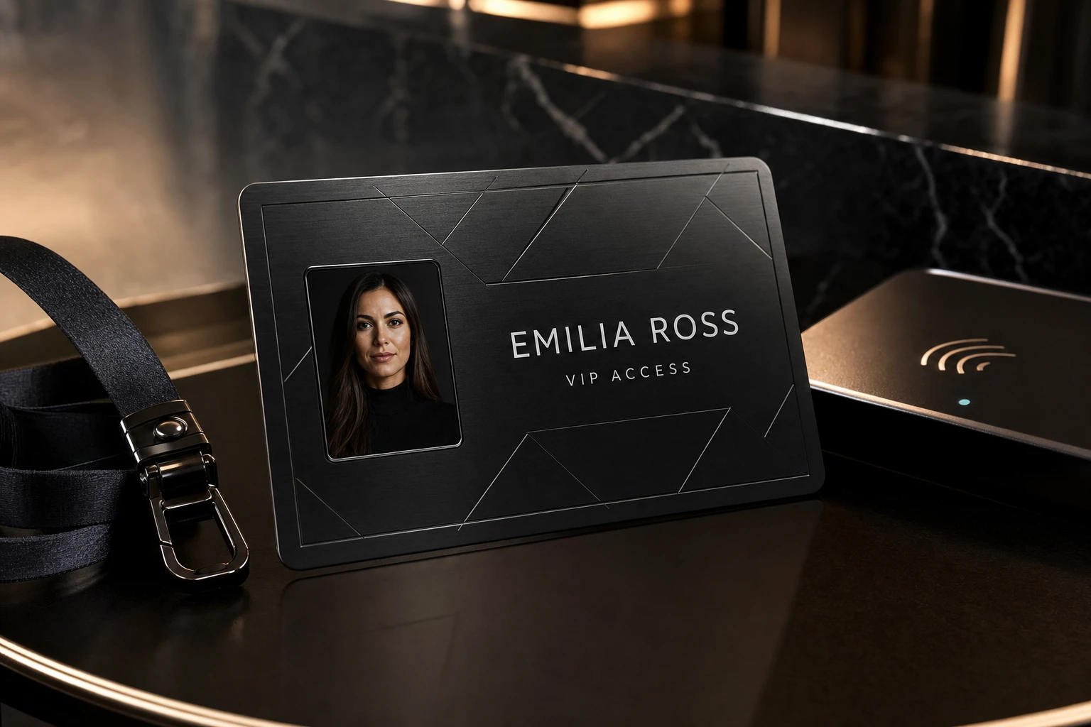 Matte-black titanium RFID VIP access ID card