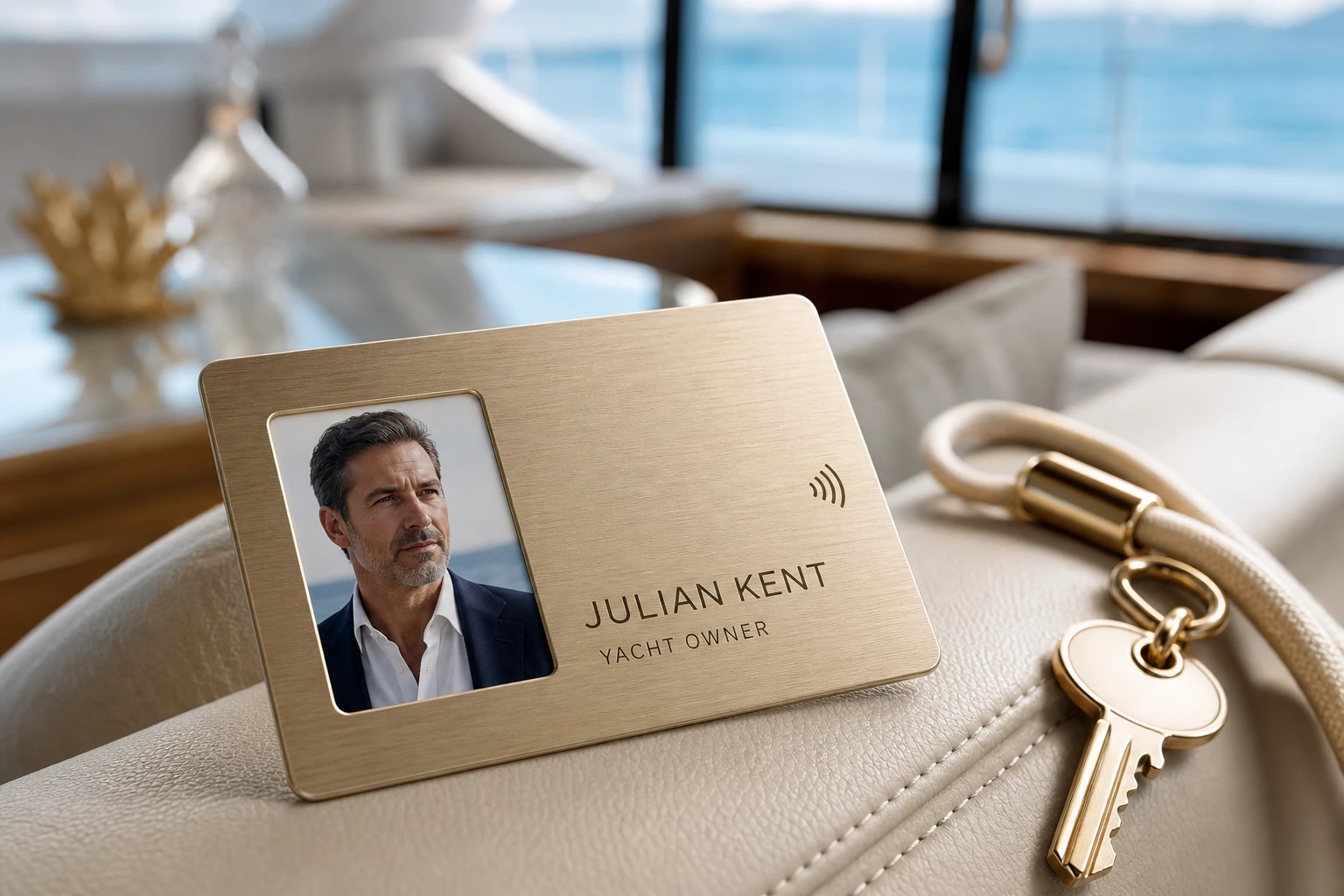 Champagne-gold yacht owner RFID ID card