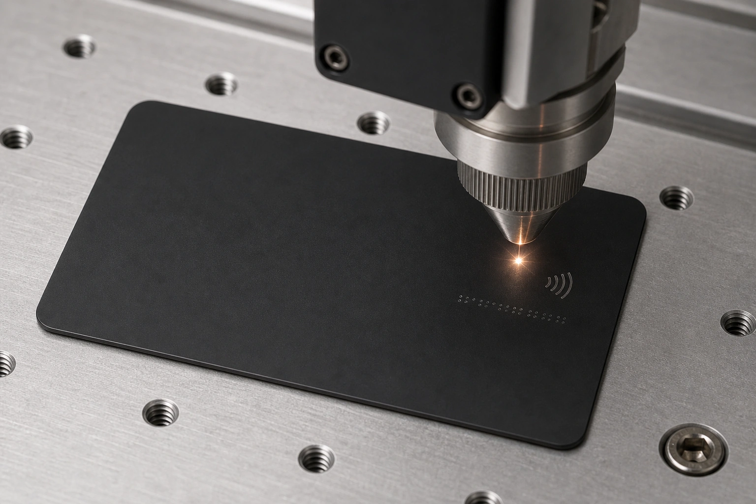 Matte black metal laser engraving process