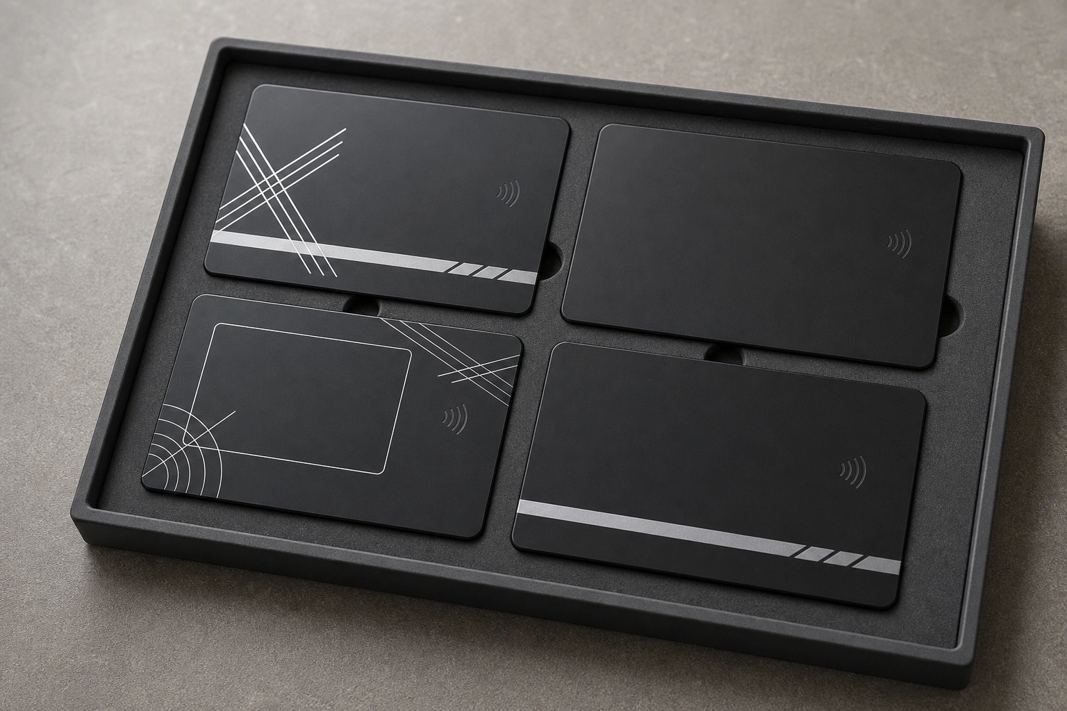 Matte black metal material variation tray