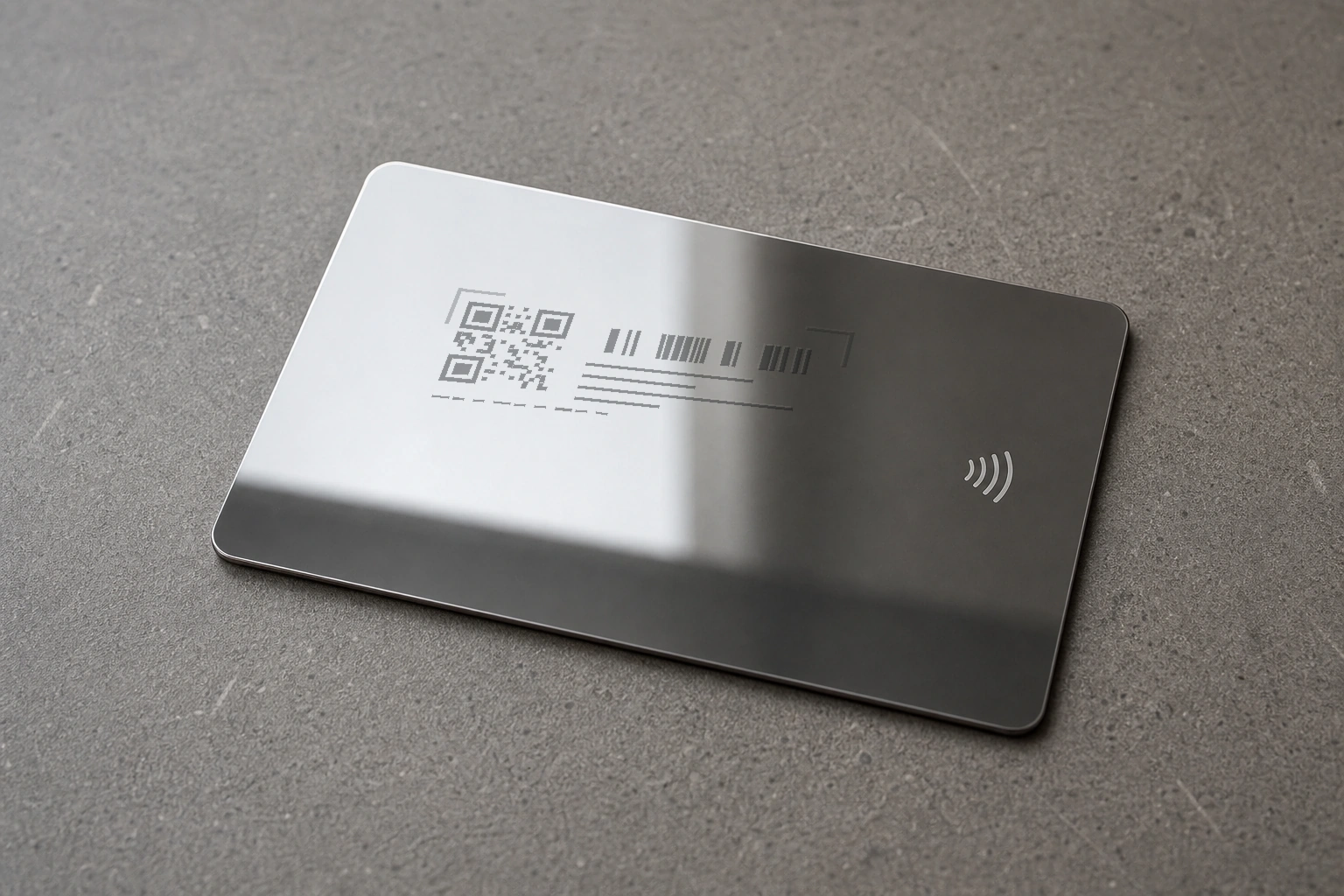 Mirror metal card with QR and serial loyalty details