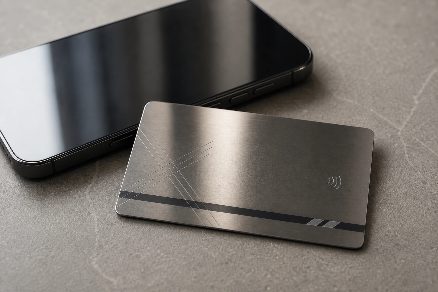 Mirror stainless NFC tap use beside smartphone