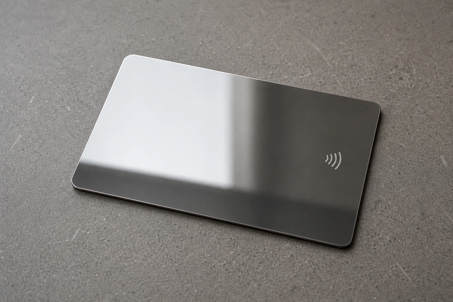 Mirror stainless plain card on white background