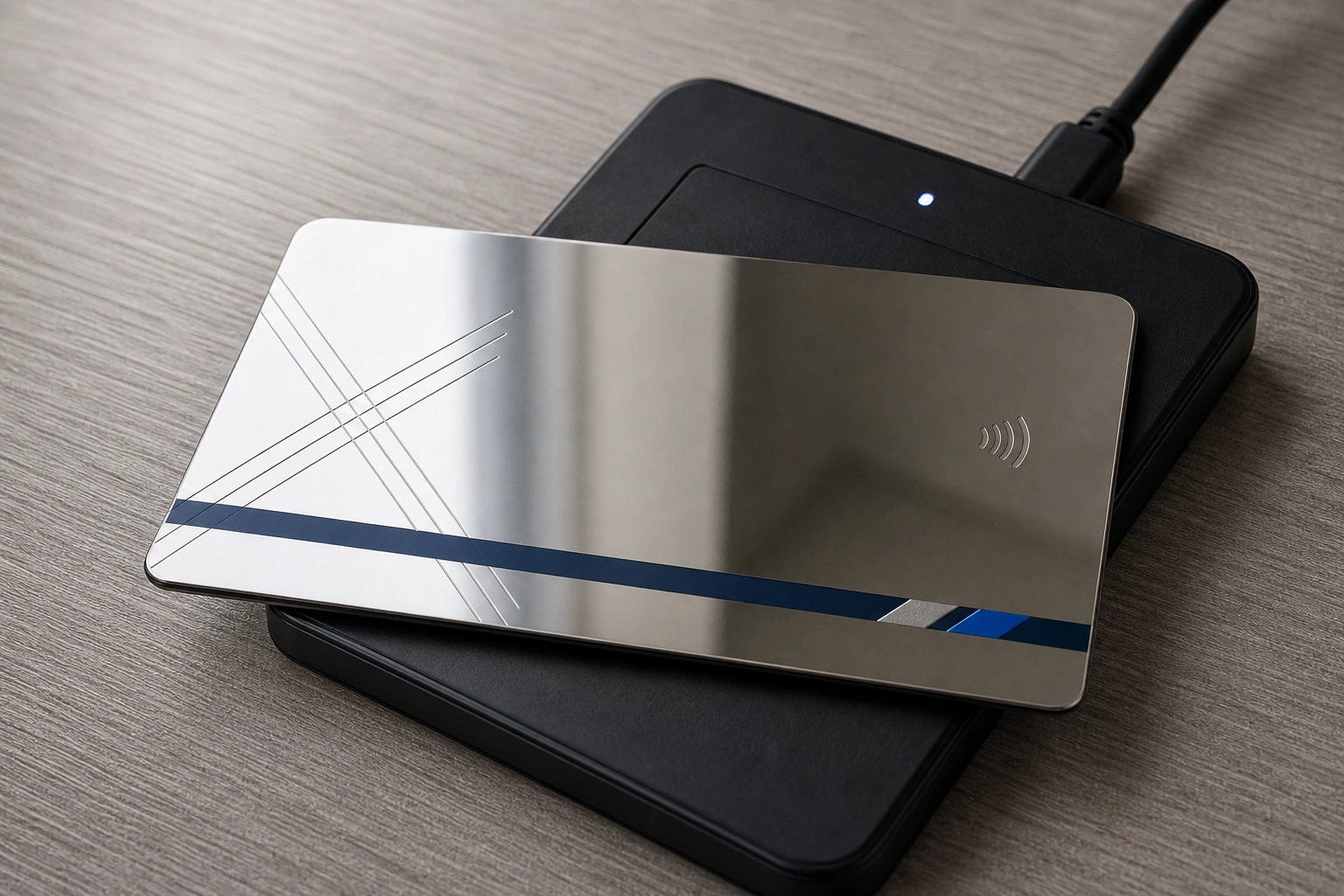 Mirror stainless card on RFID reader