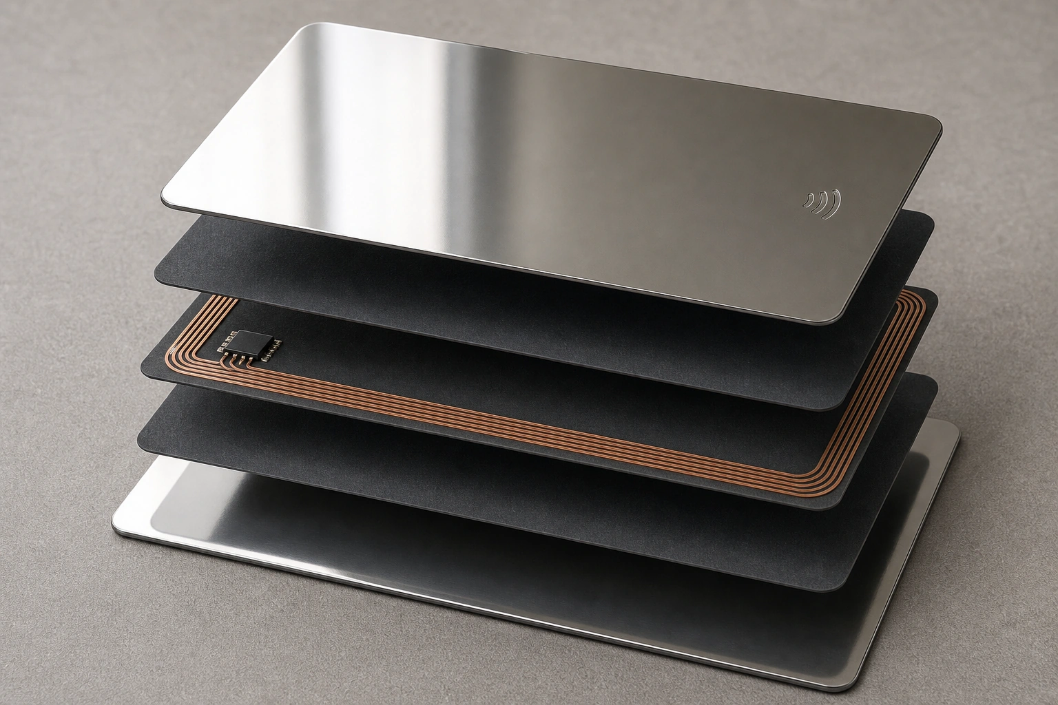 Mirror stainless RF construction layer stack