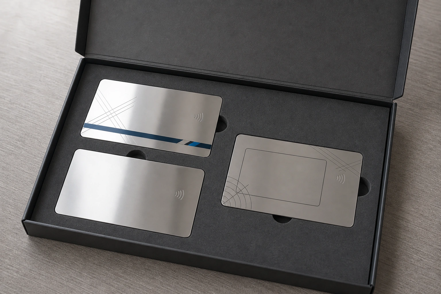 Mirror stainless sample box presentation