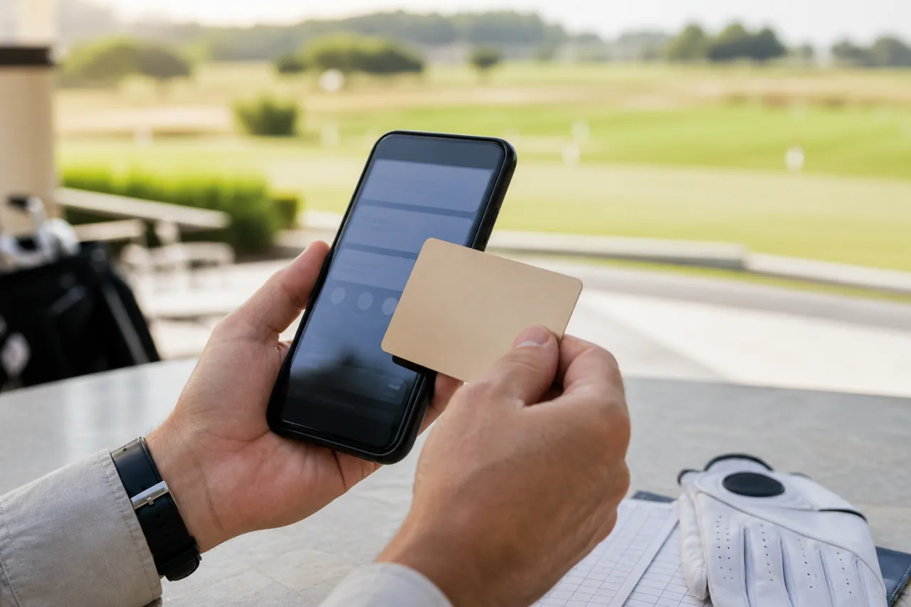 Metalen NFC-kaart opent een starttijd- of restaurantreservering