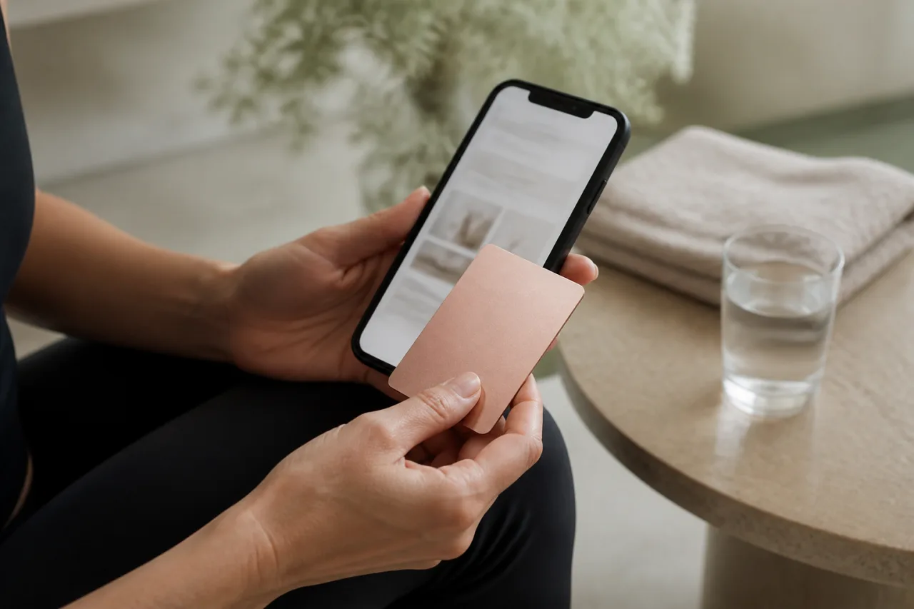 Metalen NFC-kaart opent een privéboeking op de telefoon