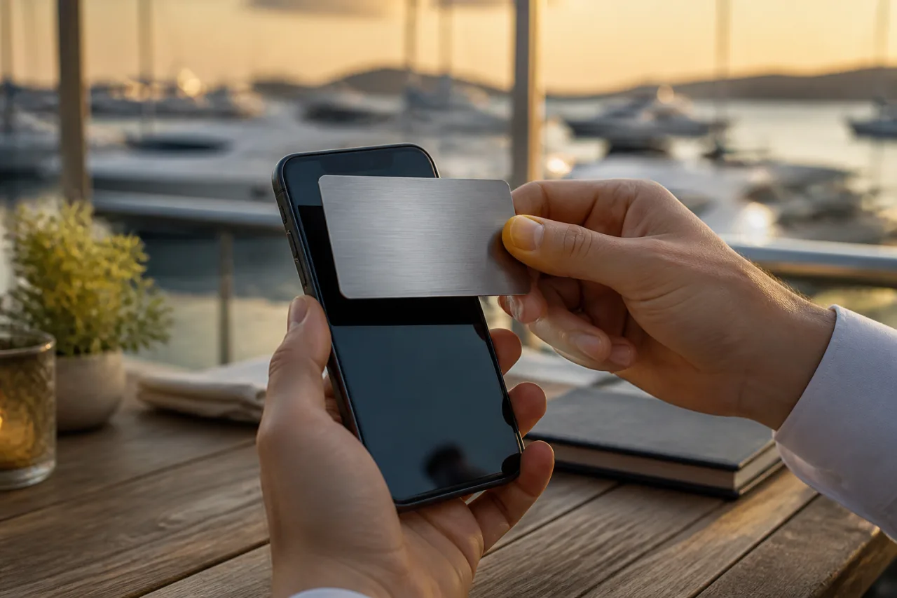 Metalen NFC-ledenkaart voor mobiele jachthavenservice