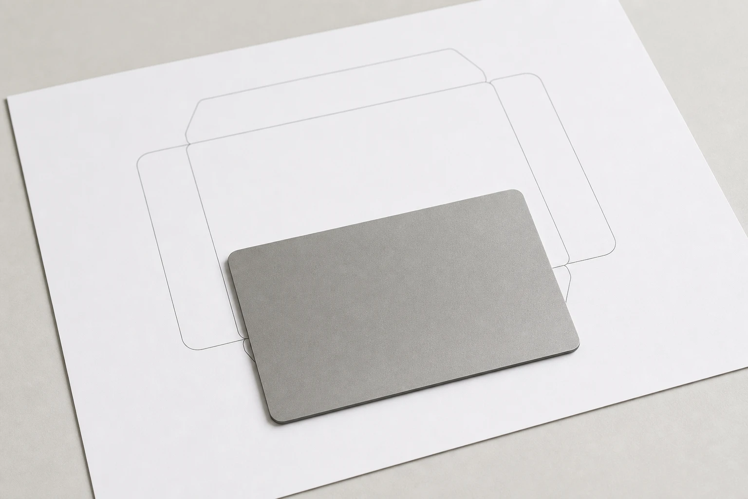 Titanium card over a clean die-line proof