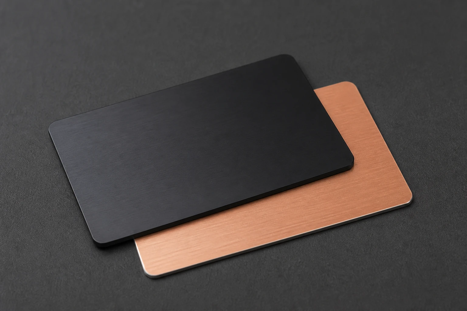 Black and copper cards with finished thin edges