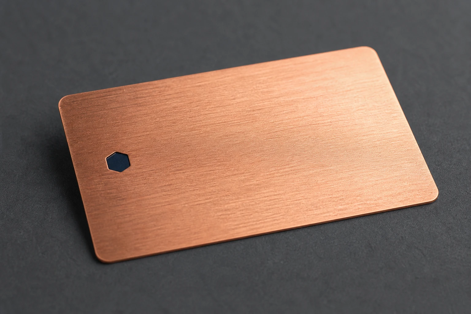 Copper card with a navy enamel inset