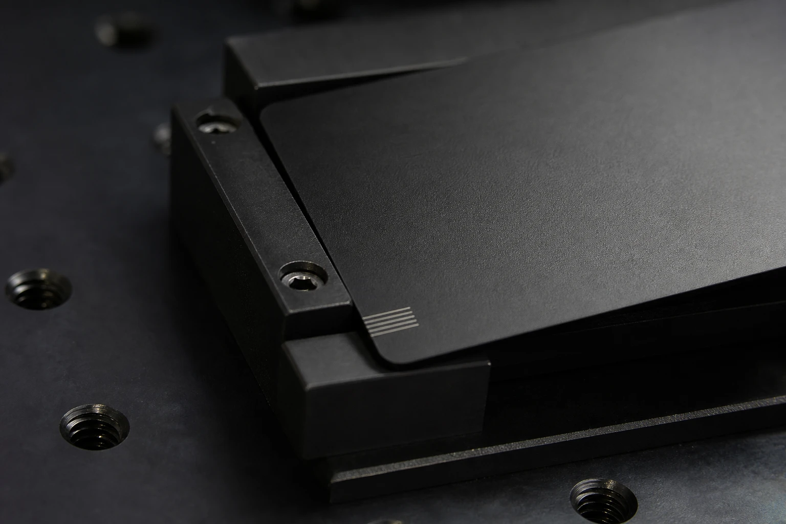 Finished card aligned in a precision fixture