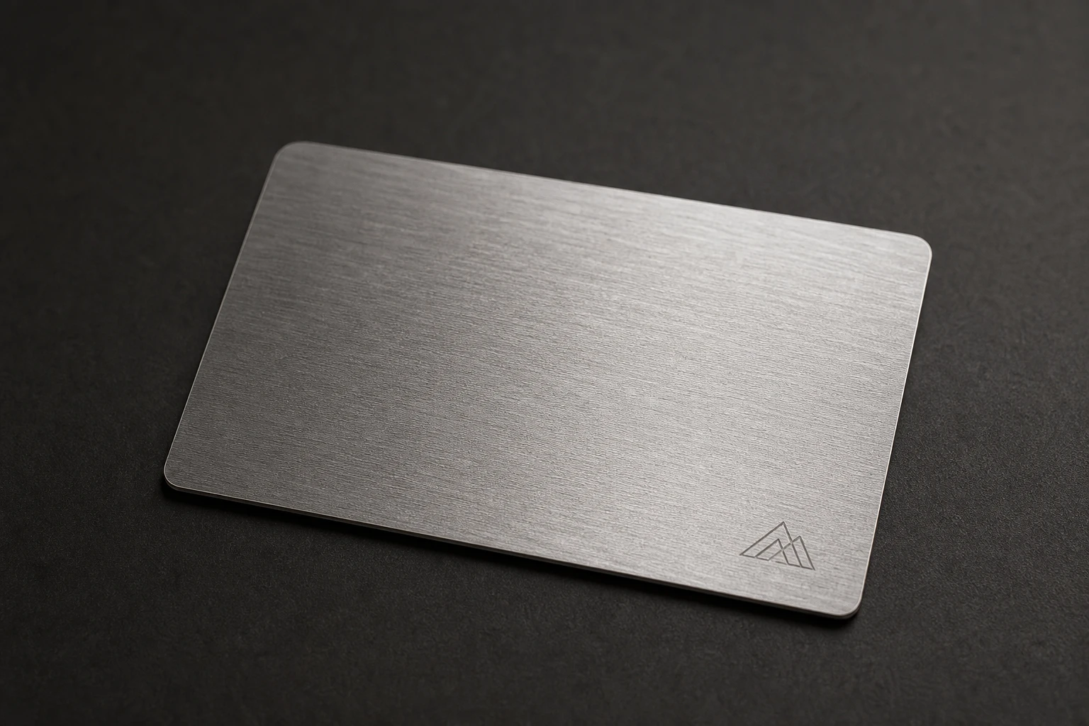 Brushed stainless card with a precise laser mark