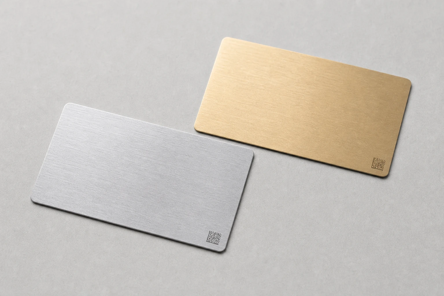 Silver and brass cards with traceability marks