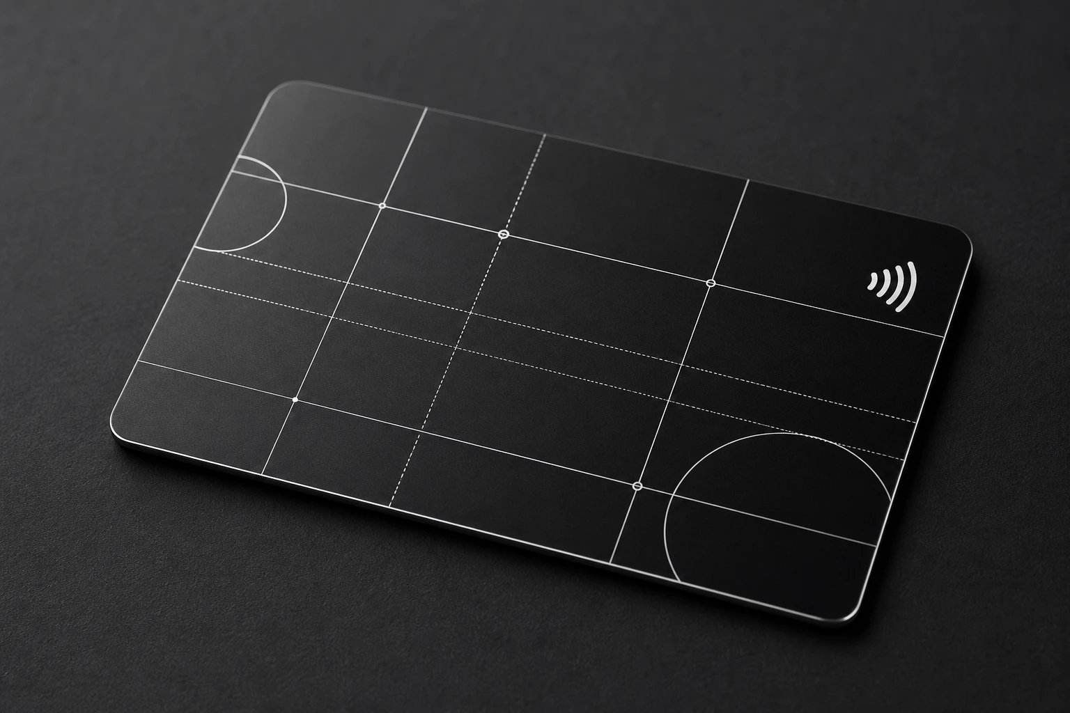 Black metal card with crisp white-ink detail