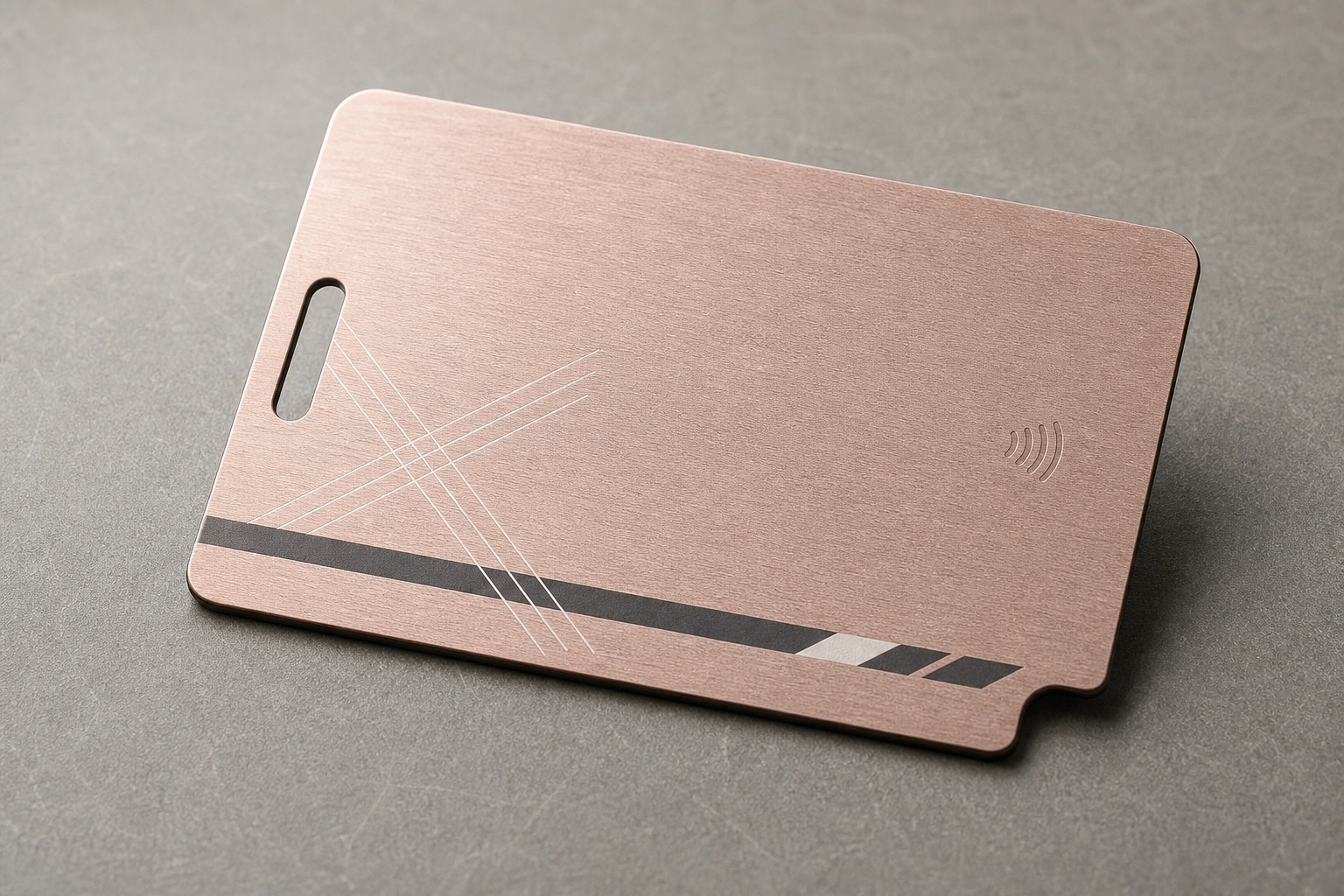 Rose gold custom cut edge sample