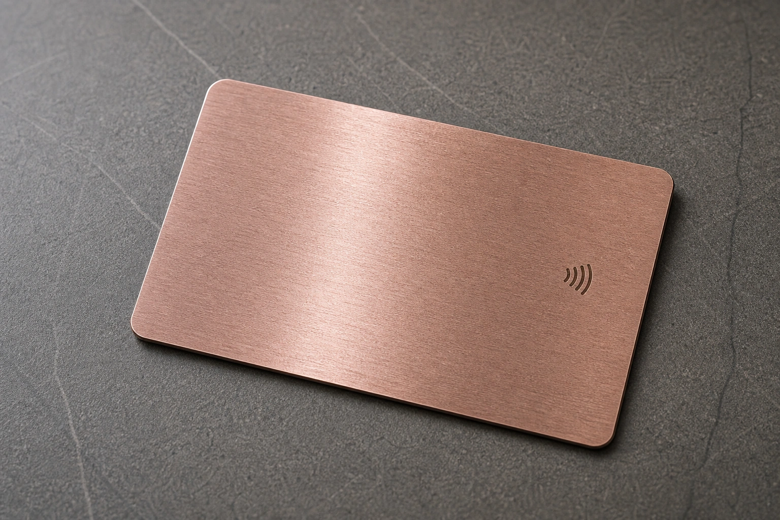 Rose gold plain card on white background