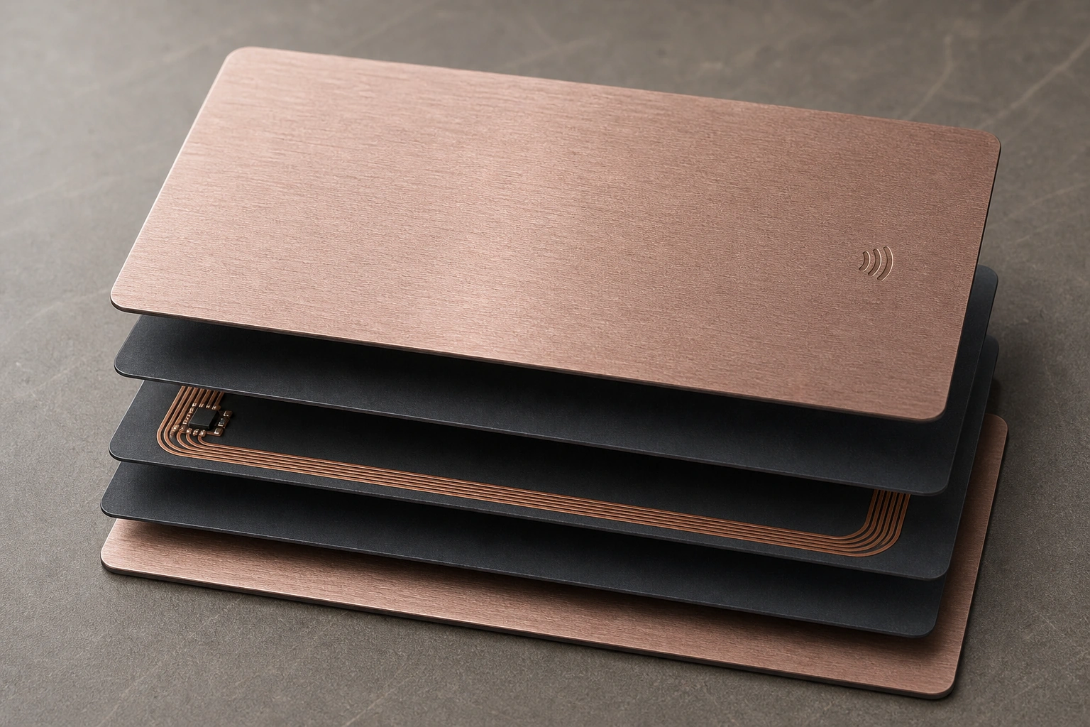 Rose gold RF construction layer stack