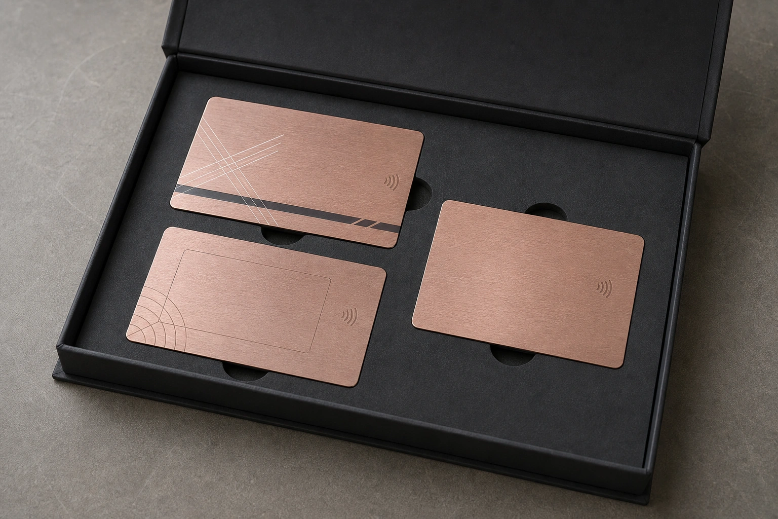 Rose gold sample box presentation