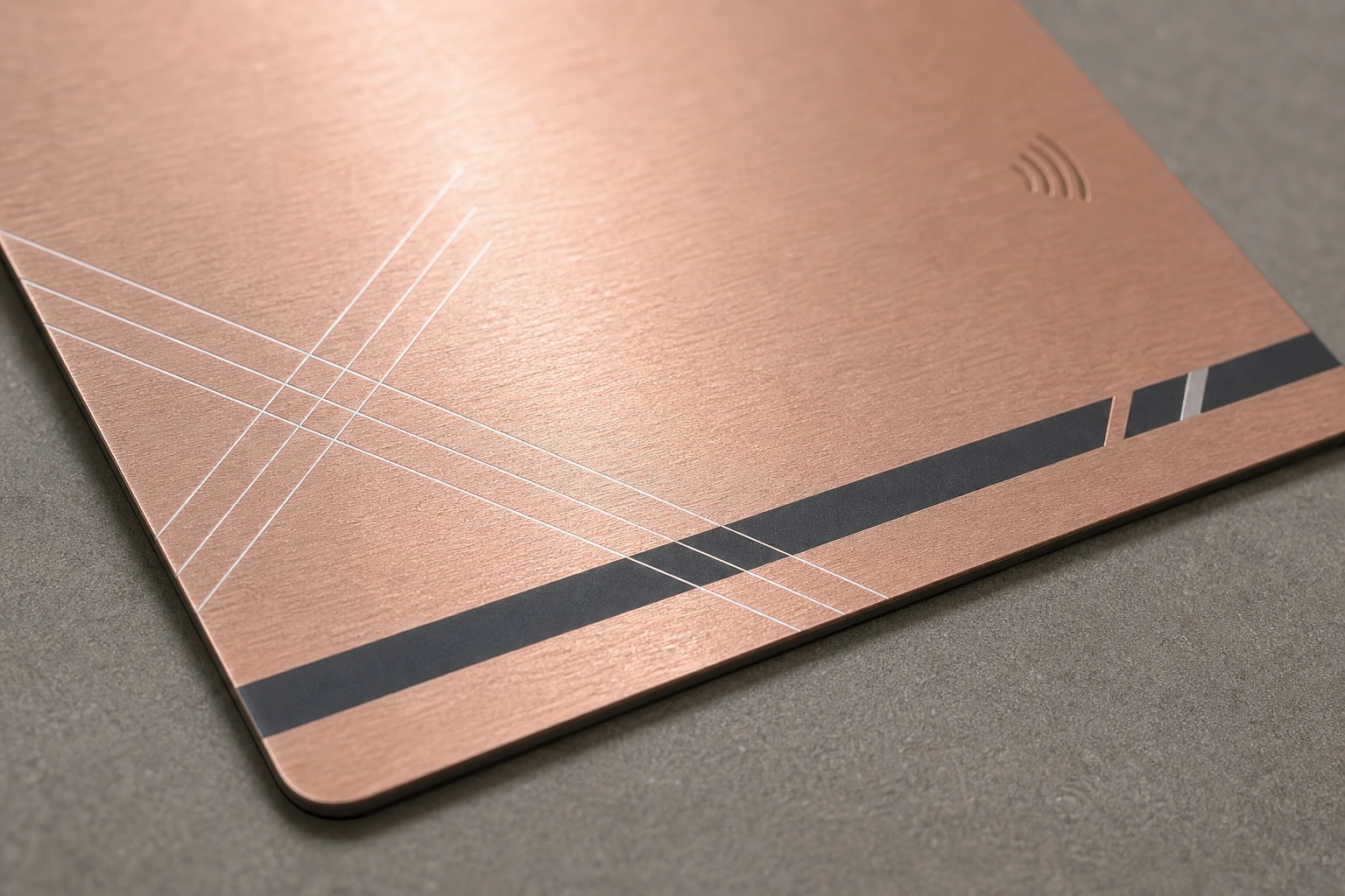 Rose gold surface macro with full-card inset