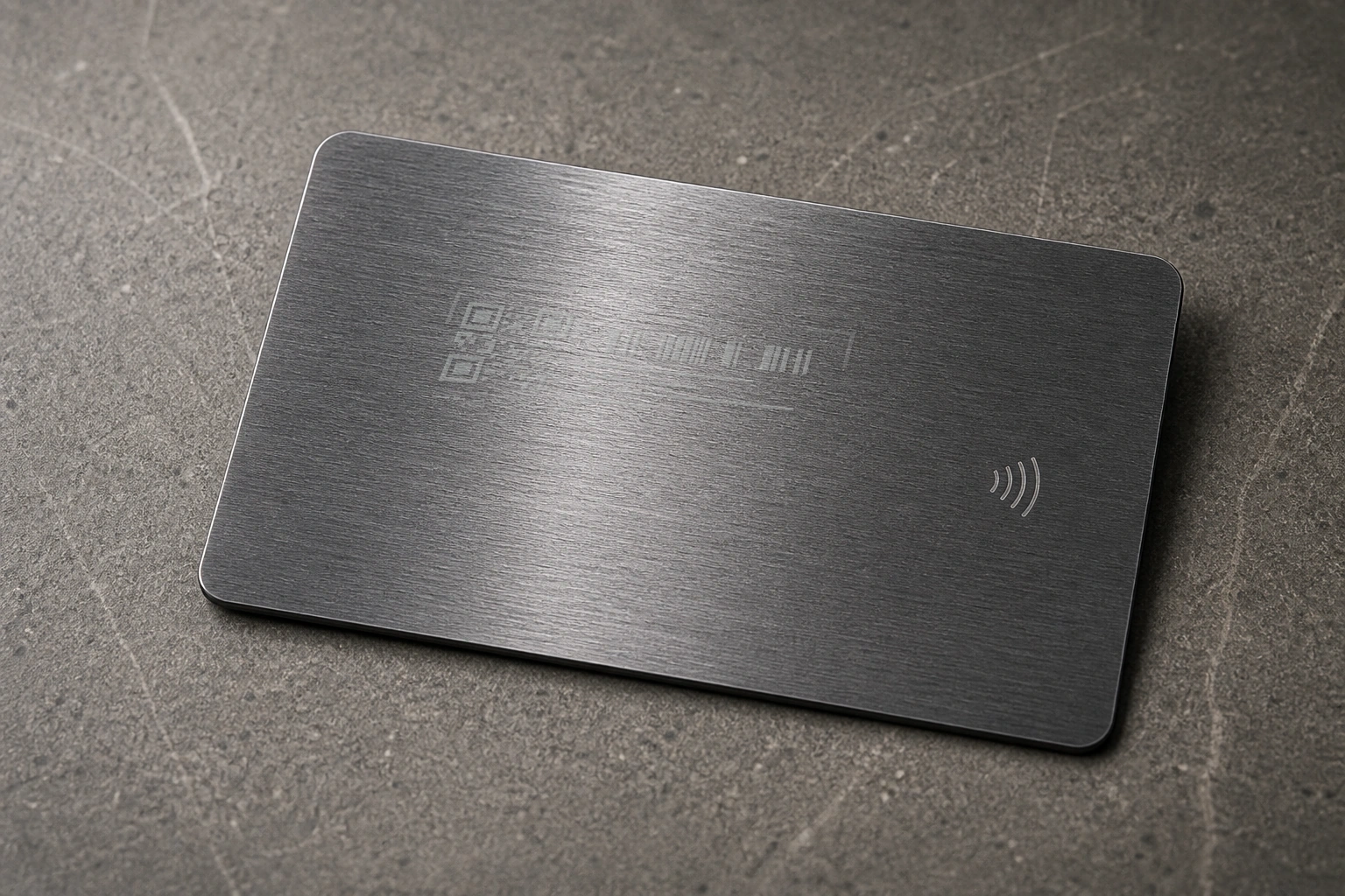 Titanium / gunmetal back with QR barcode and serial zone