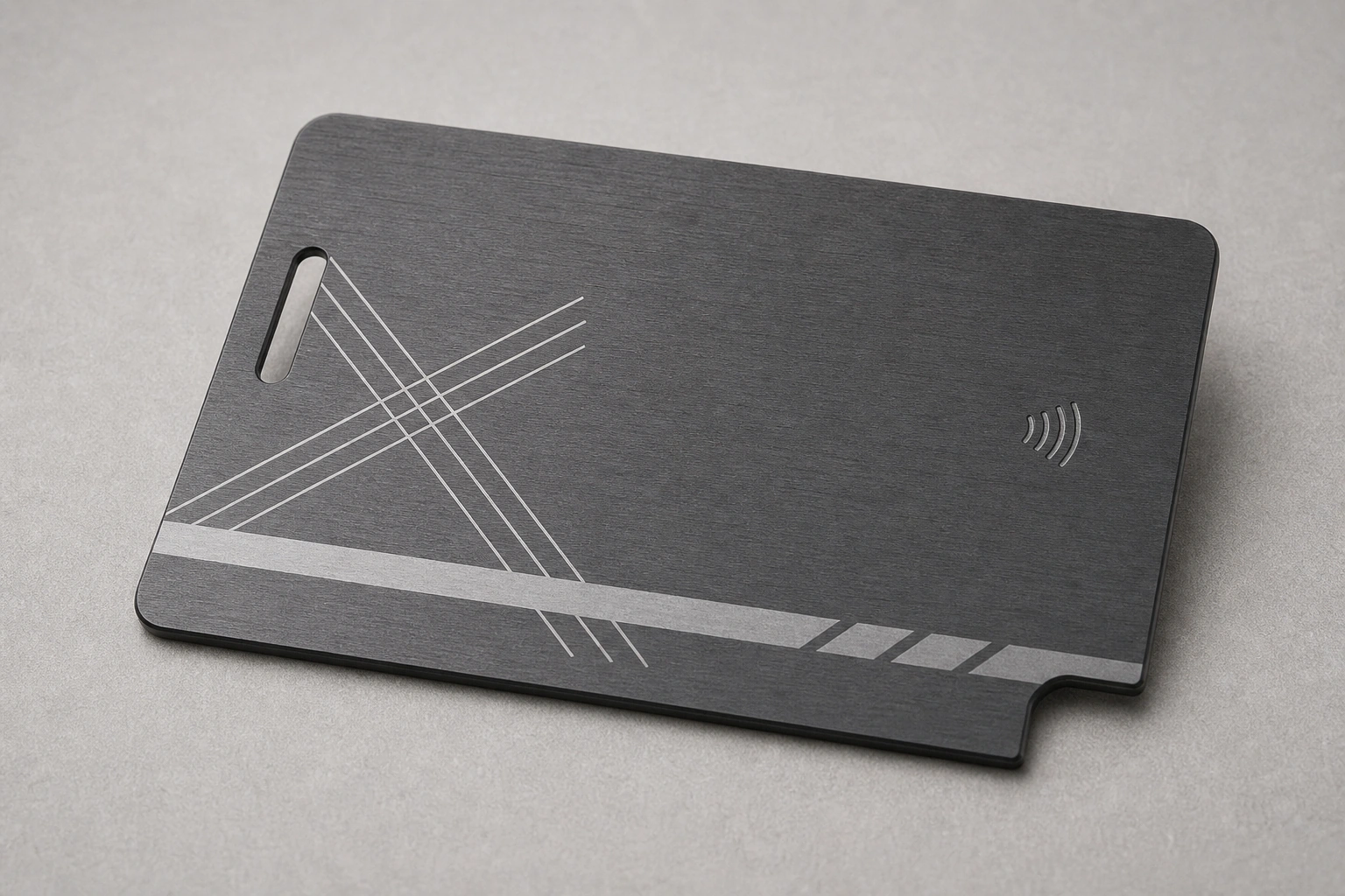 Titanium / gunmetal custom cut edge sample
