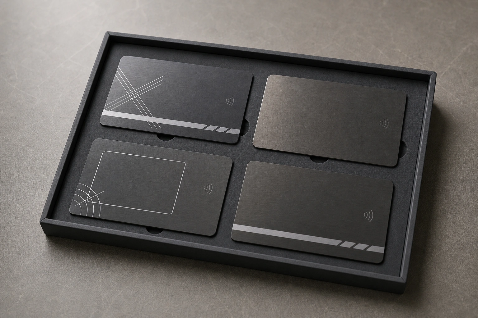 Titanium / gunmetal material variation tray